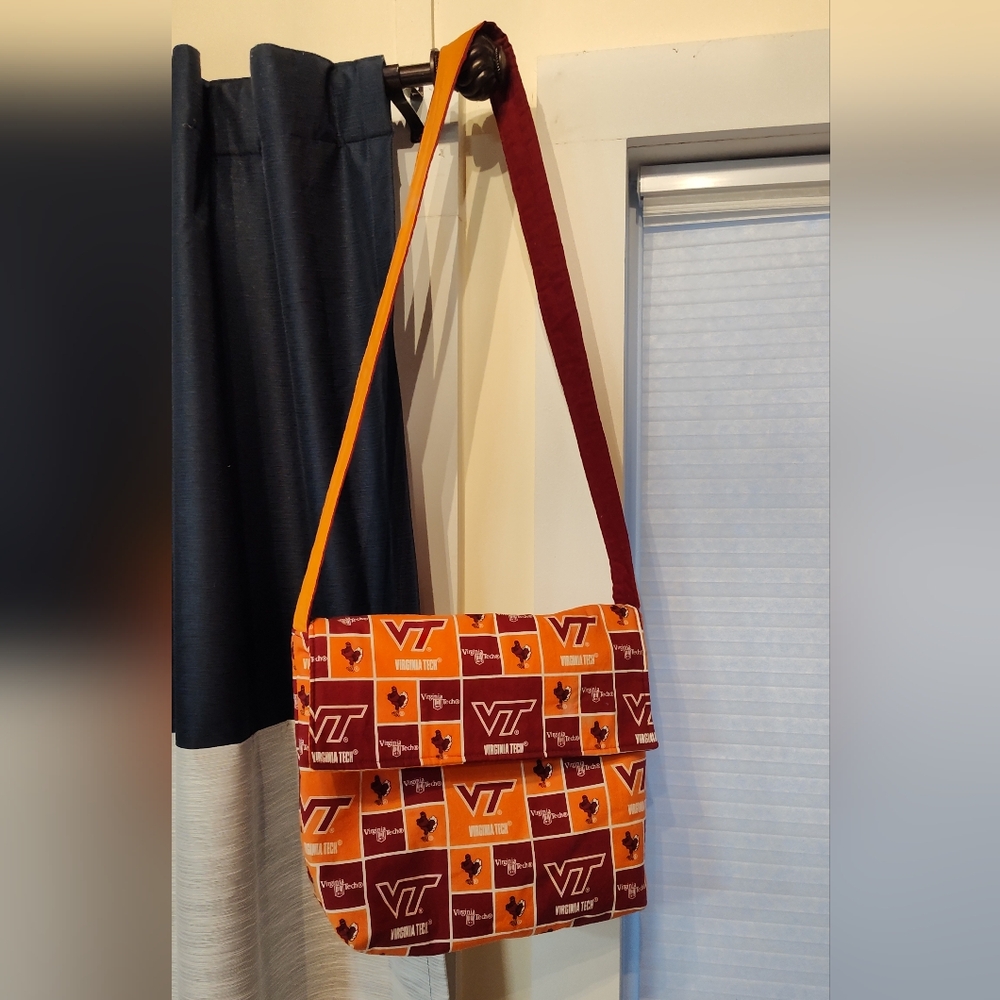NCAA Virginia tech hokies shoulder bag purse - orange and maroon - Picture 5 of 7